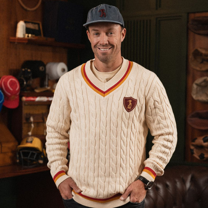 AB de Villiers 360 Crest Traditional Cap Plain Ivory