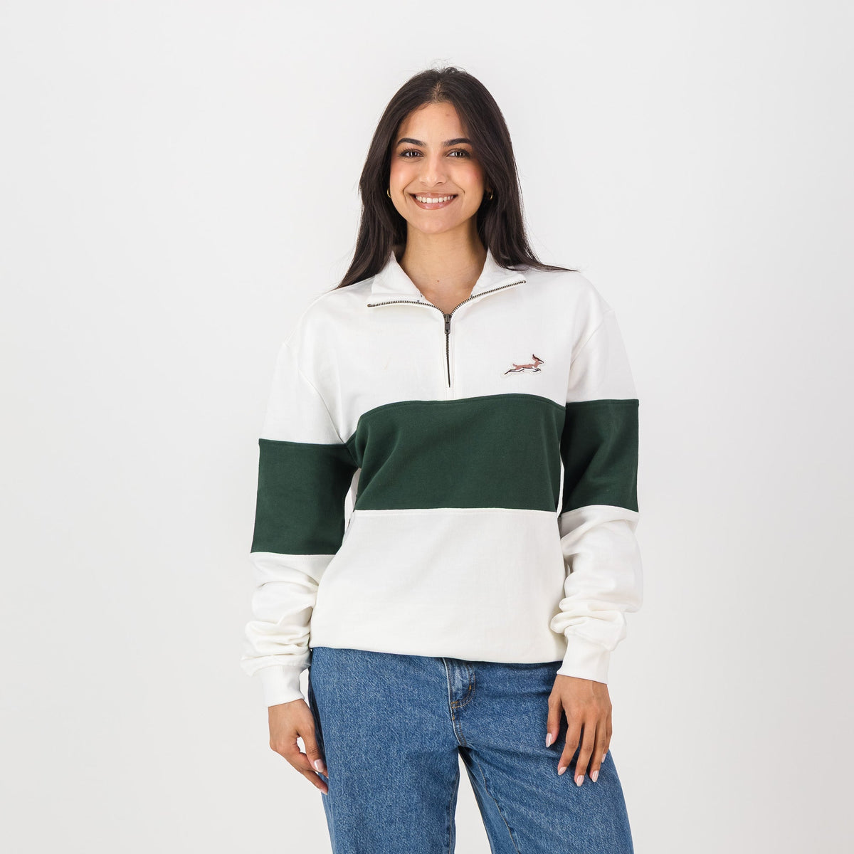Springboks Classic Hoop Quarter Zip - Cloud Dancer - Old School