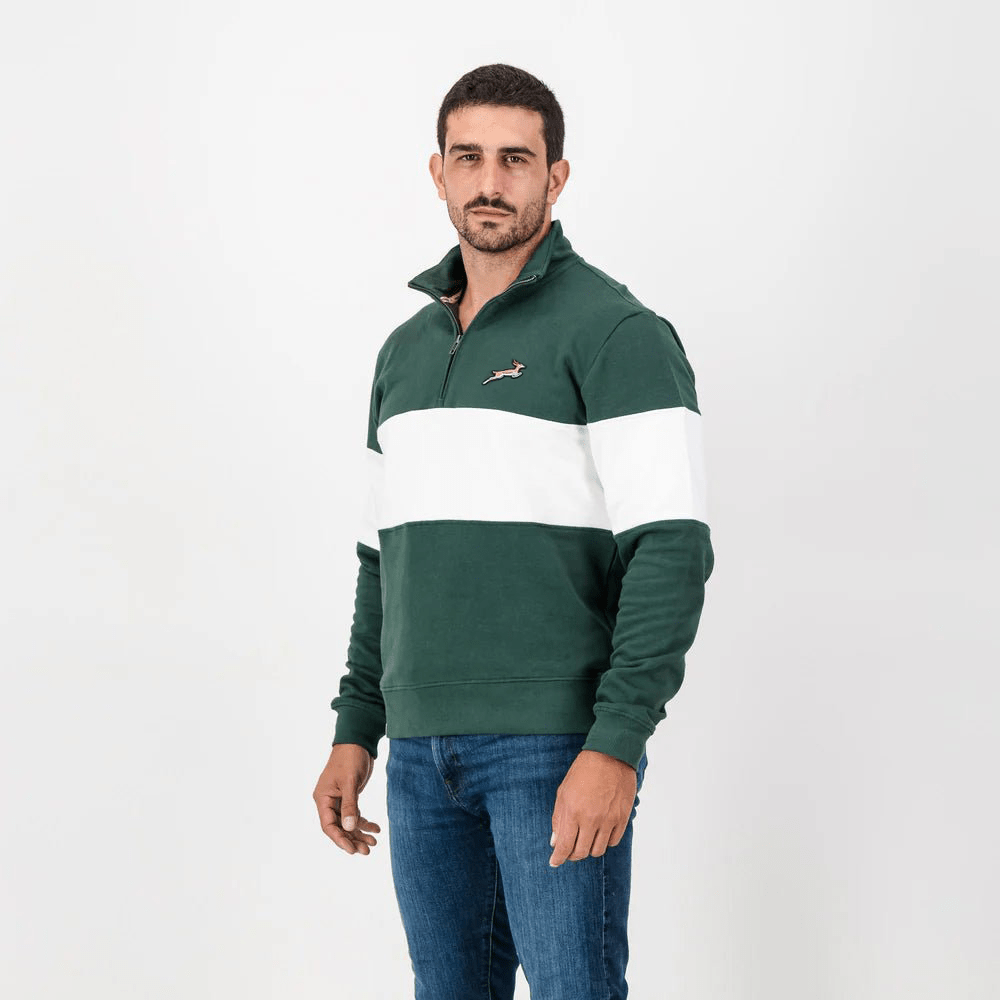 Springboks Classic Hoop Quarter Zip - OS Green - Old School